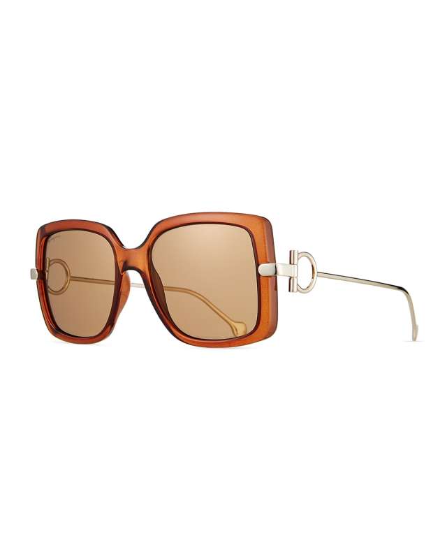 Gancio Rectangle Plastic & Metal Sunglasses